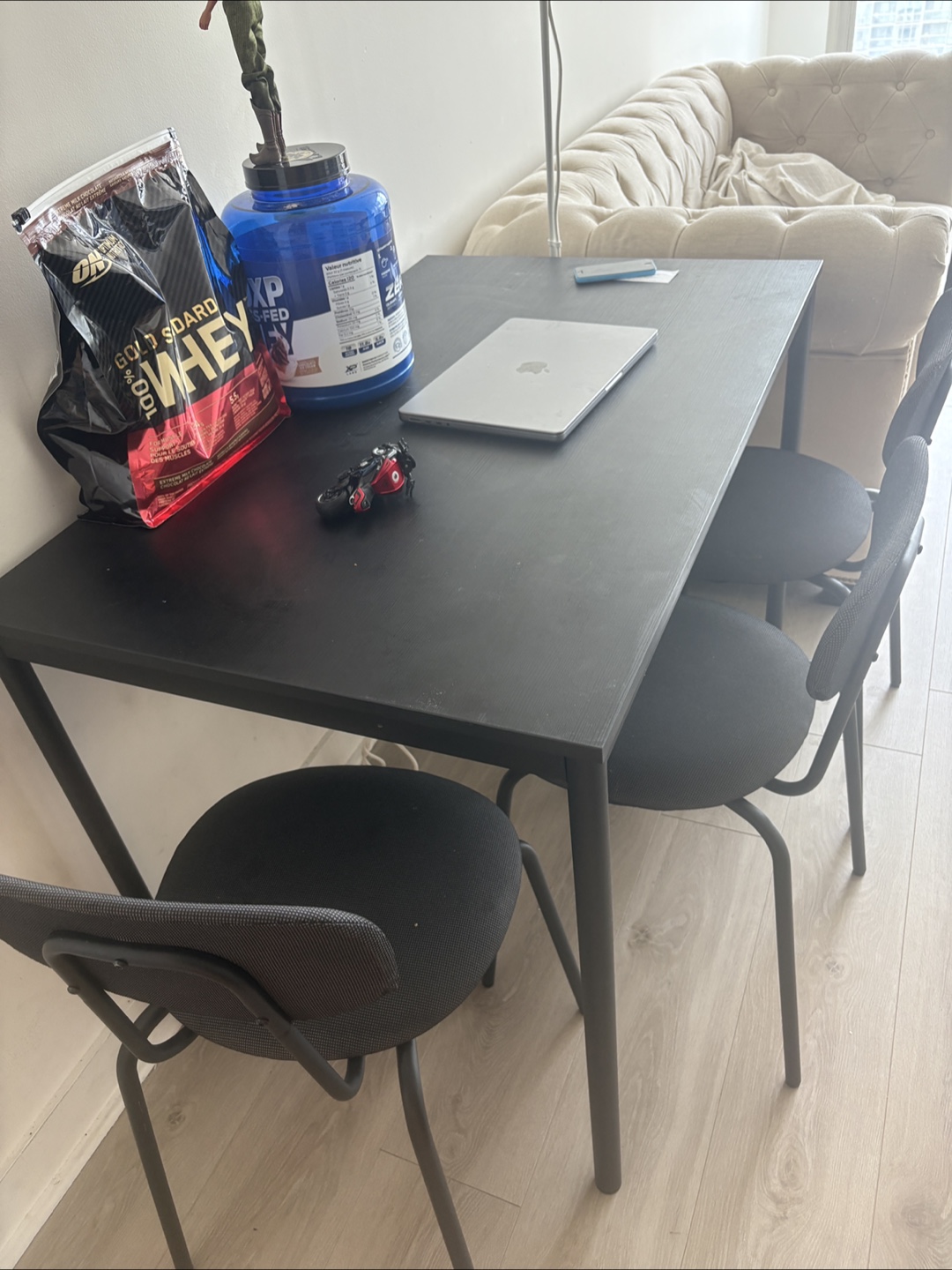 Black Dining Table with 3 Chairs - photo 2