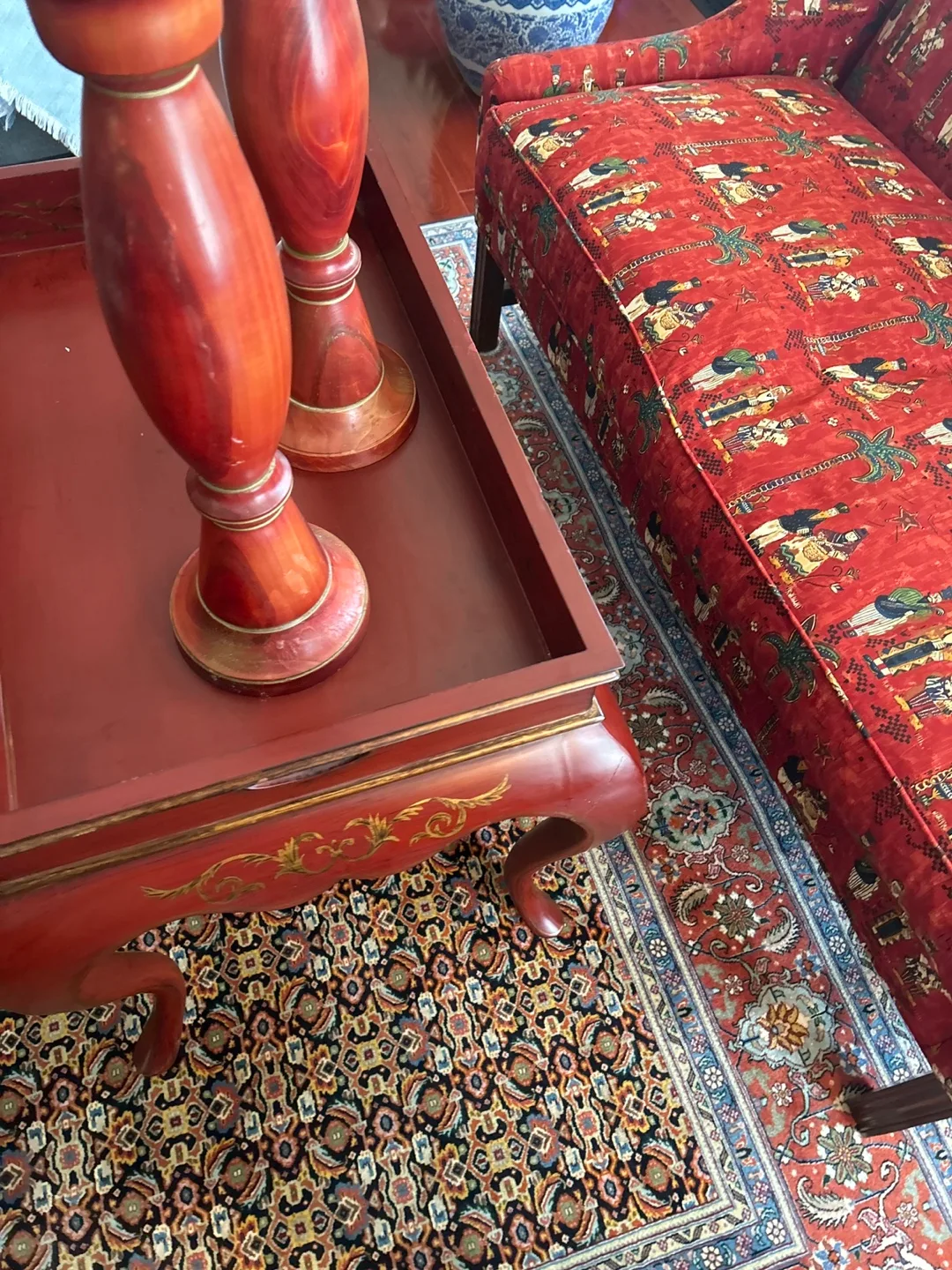 Red End Table with Gold Accents image indicator(4)