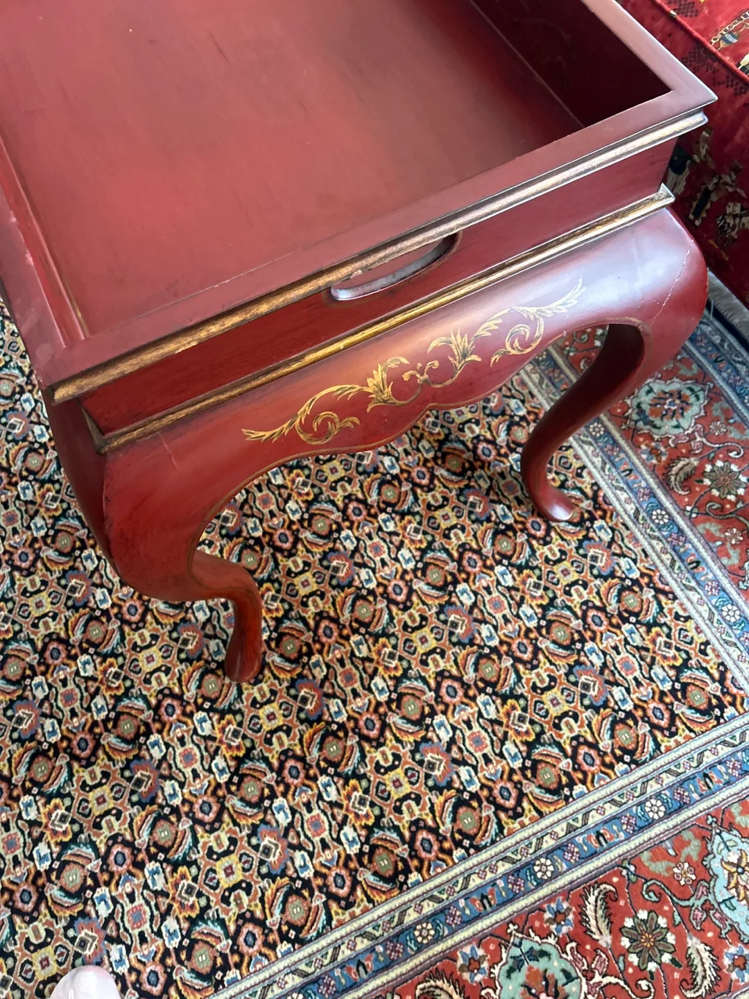 Red End Table with Gold Accents image indicator(2)