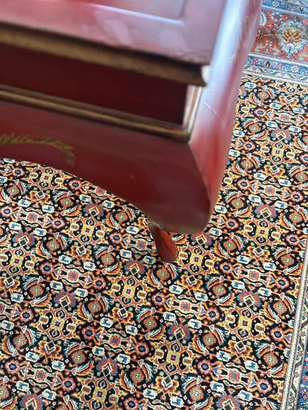 Red End Table with Gold Accents image indicator(6)