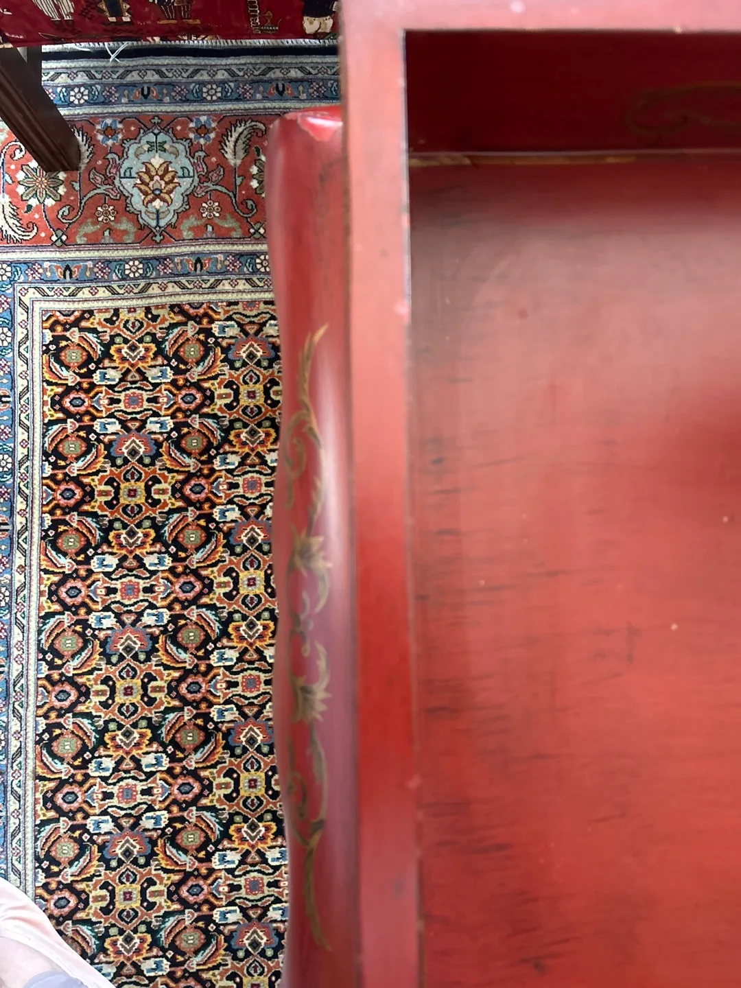 Red End Table with Gold Accents image indicator(5)