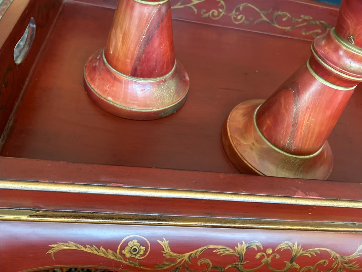 Red End Table with Gold Accents image indicator(7)