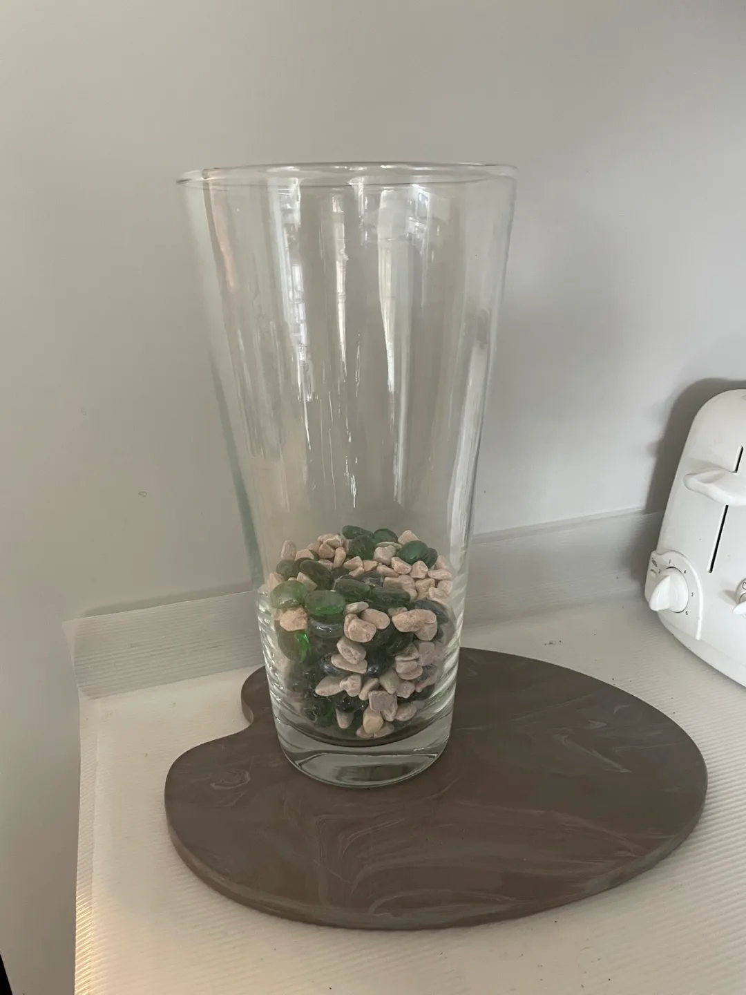 Tall Glass Vase with Decorative Stones thumbnail