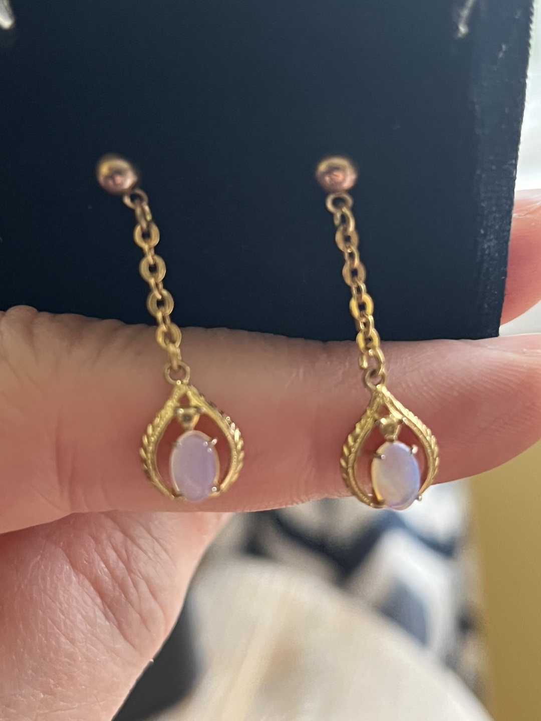 Gold Opal Drop Earrings - photo 4