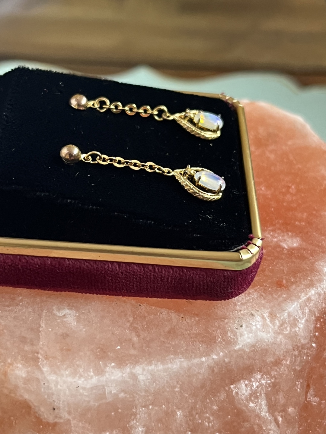 Gold Opal Drop Earrings - photo 3