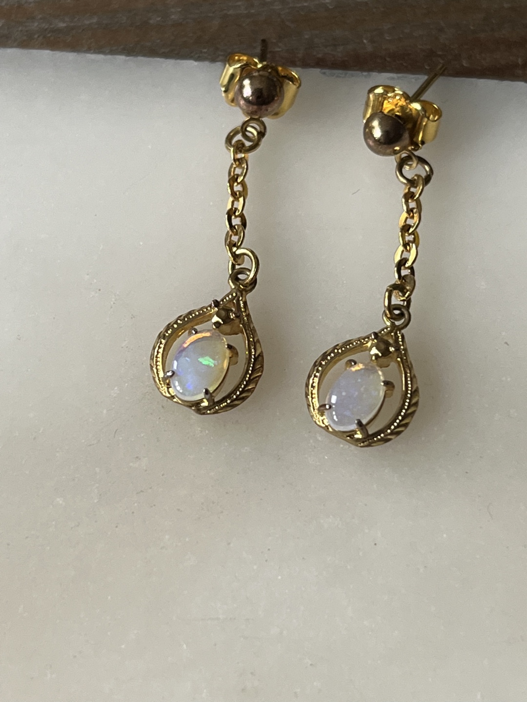 Gold Opal Drop Earrings - photo 5