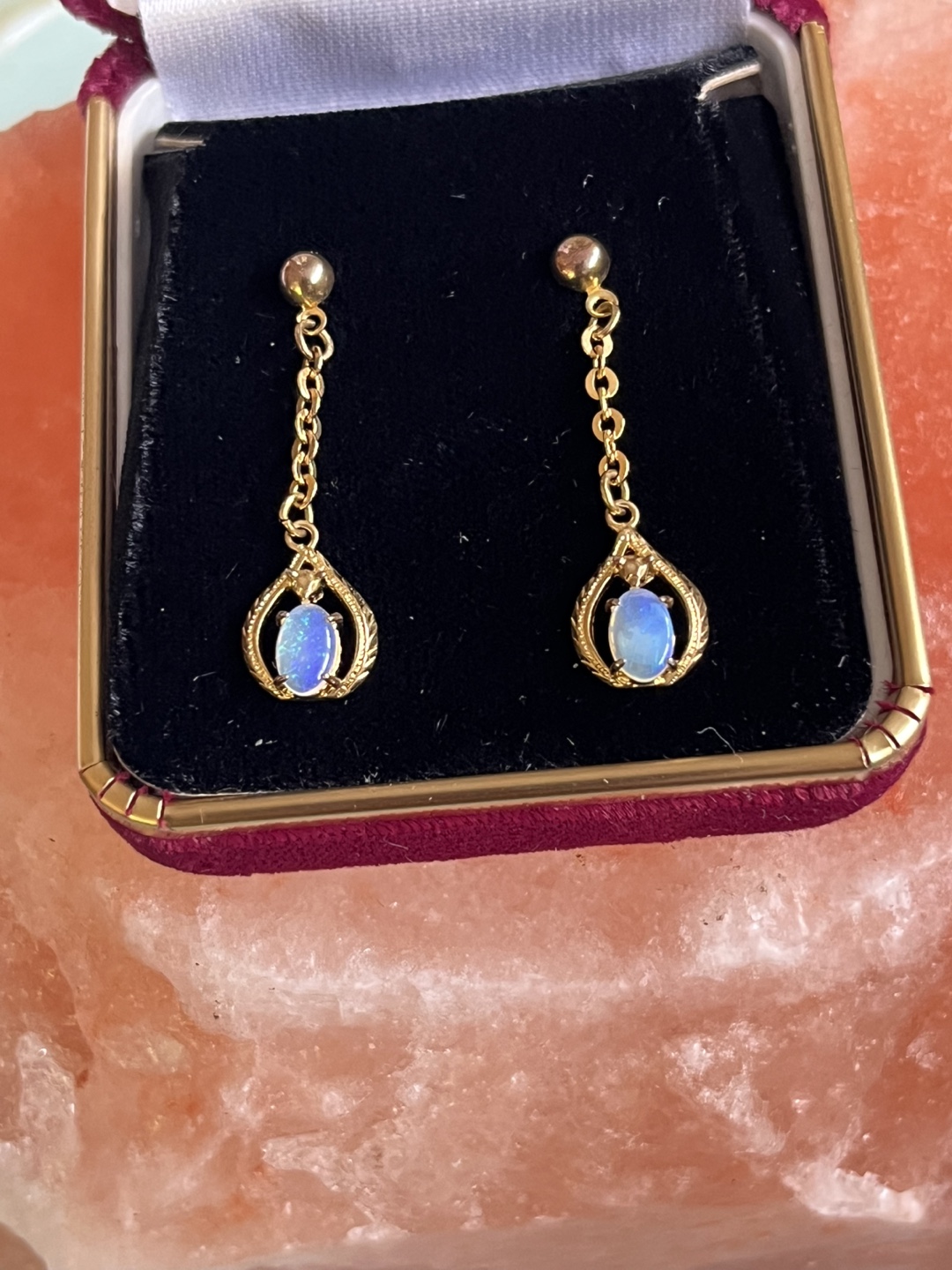 Gold Opal Drop Earrings - photo 2