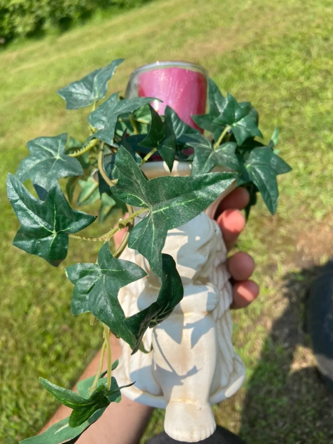 Porcelain Angel Candle Holder with fake Ivy image indicator(6)