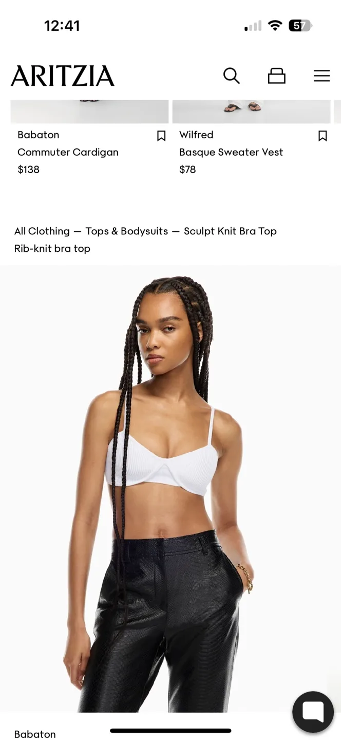 Babaton Aritzia Sculpt Knit Bra Top - Size M image indicator(4)