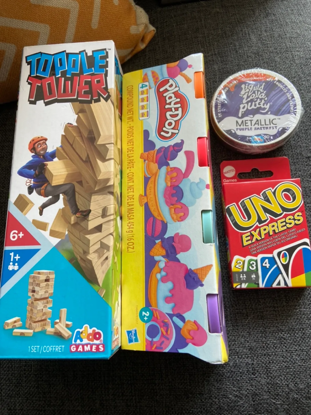 Kids Games Bundle: Topple Tower, Play-Doh, Uno Express thumbnail