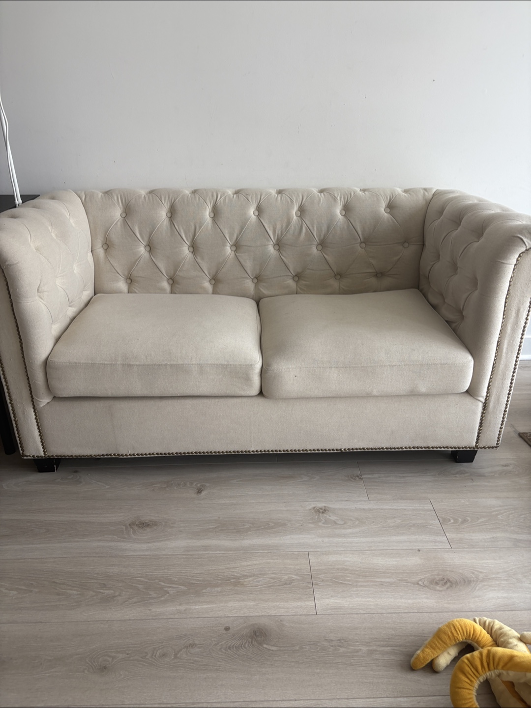 Beige Tufted Loveseat Sofa - photo 2