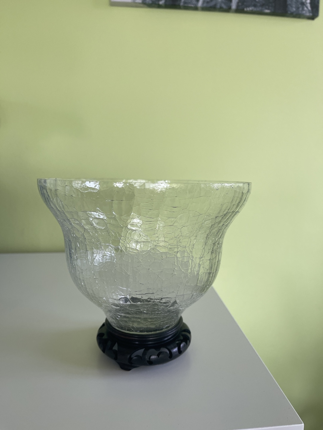 Glass Bowl with Wooden Base
