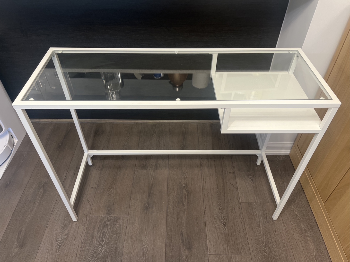 White Glass Top Desk