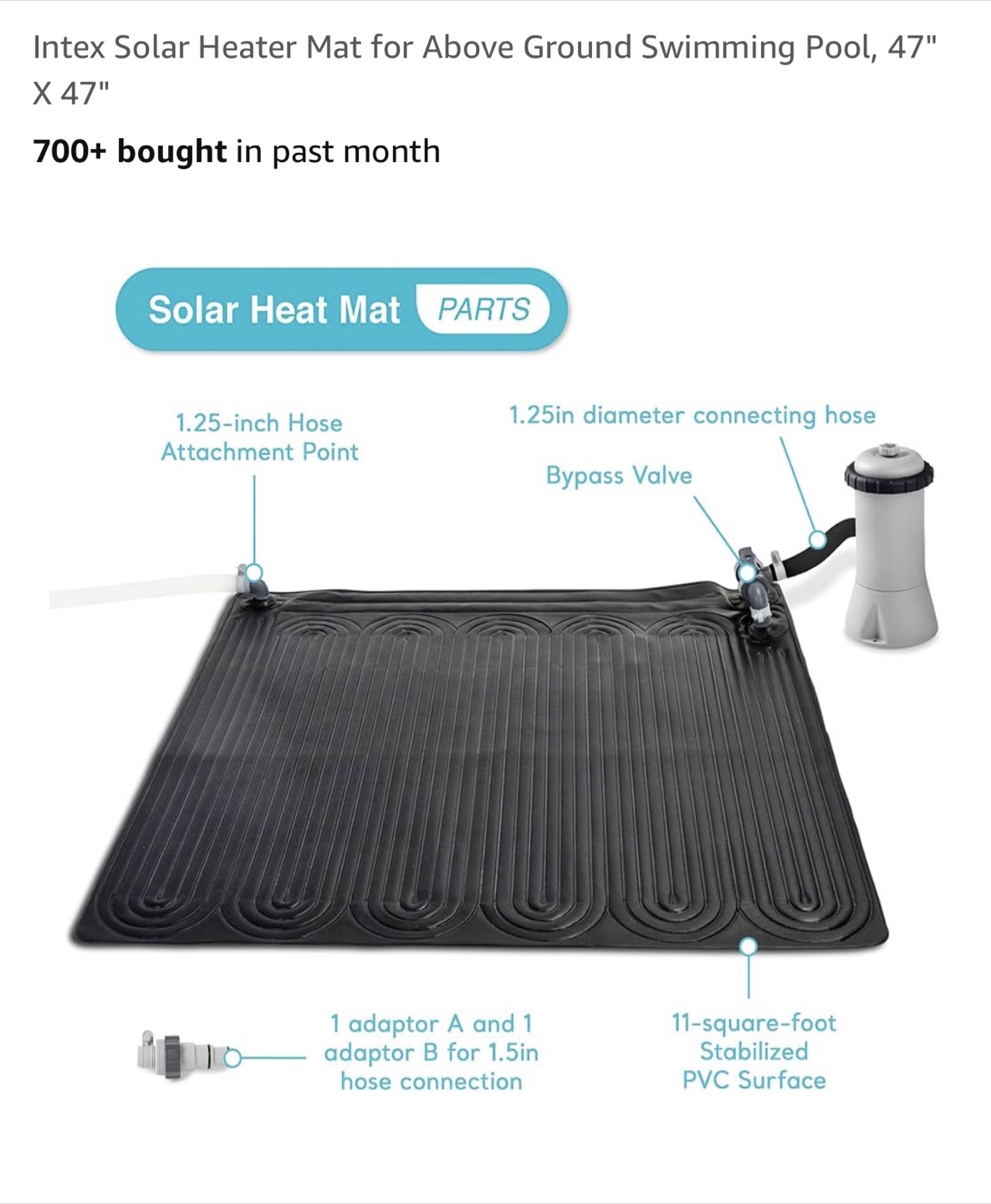 Intex Solar Heater Mat for Above Ground Pool - New - photo 2