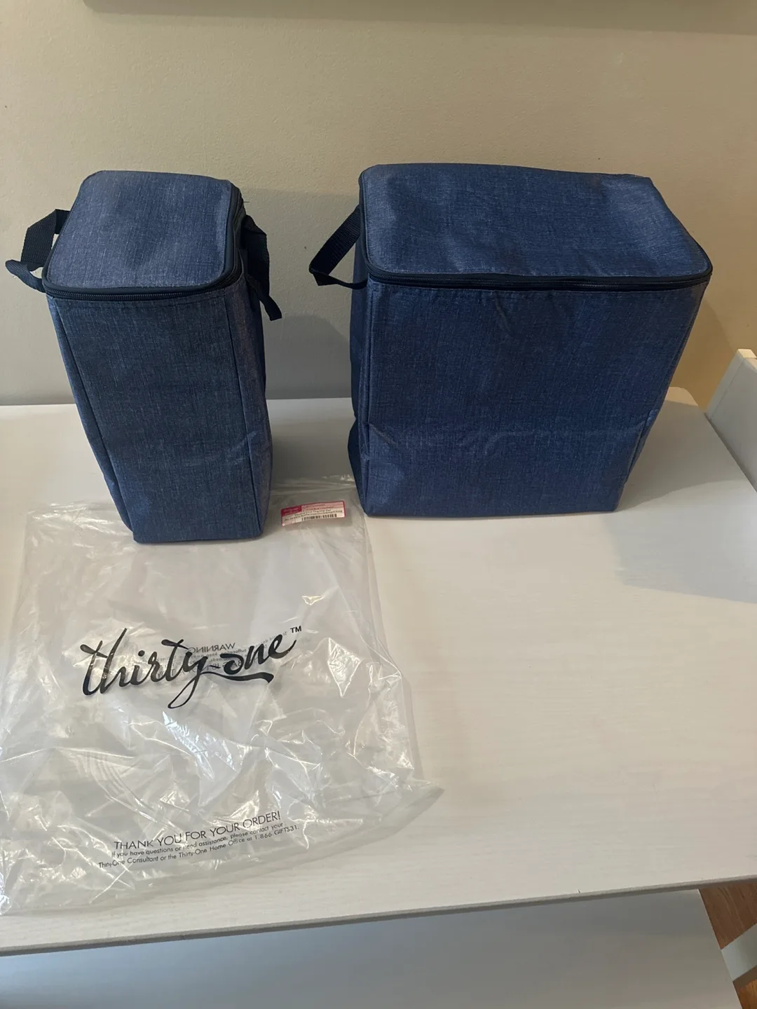 Thirty-One Double Chill Thermal Set - Blue Crosshatch thumbnail