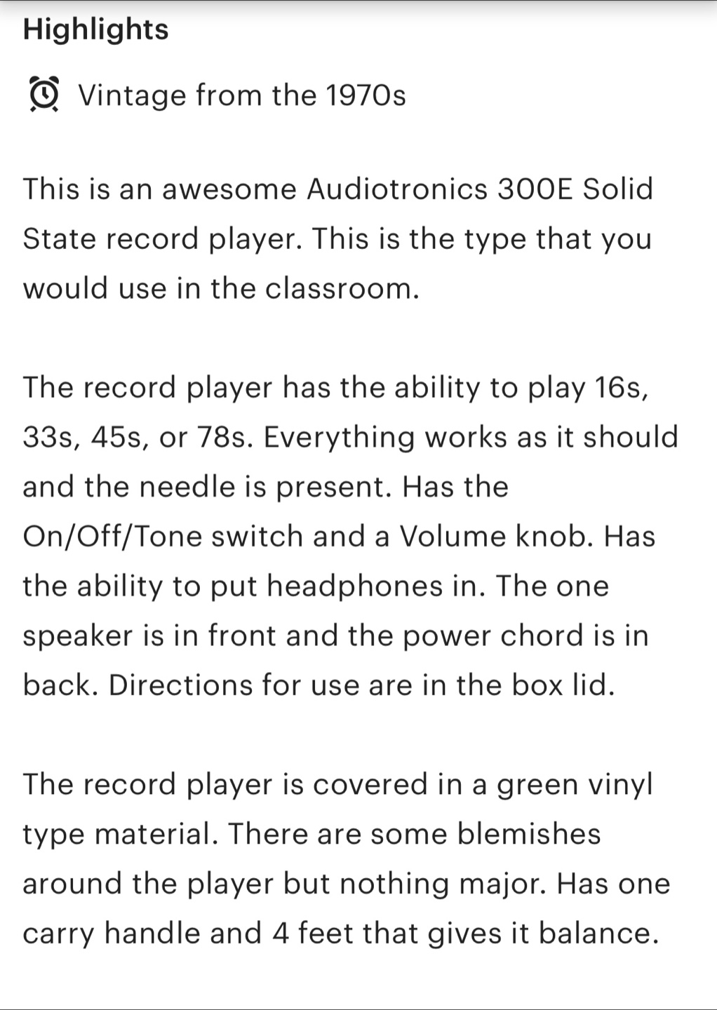 Audiotronics 300E Solid State Record Player - photo 2