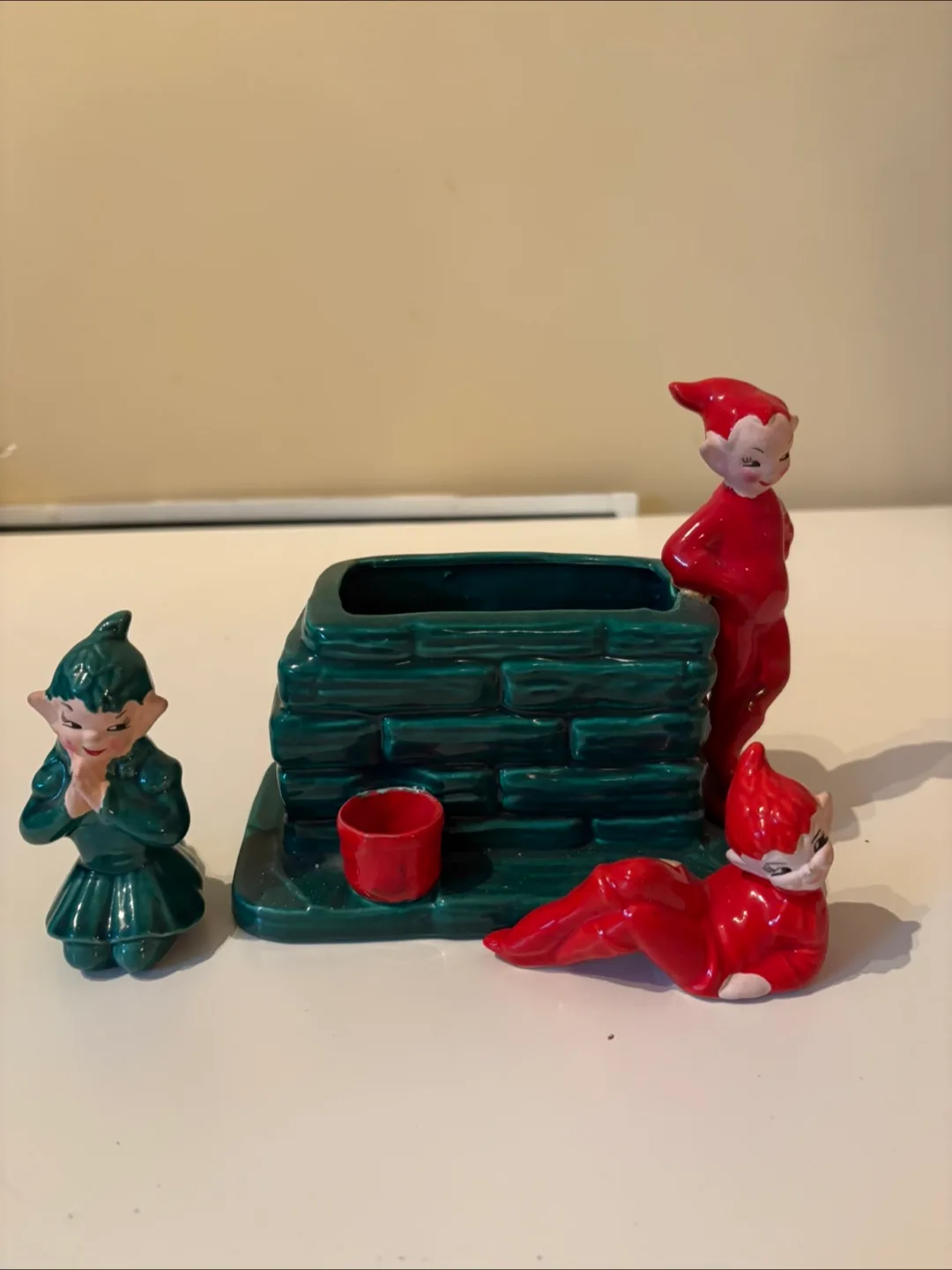Vintage Ceramic pixie Elf and Planter thumbnail