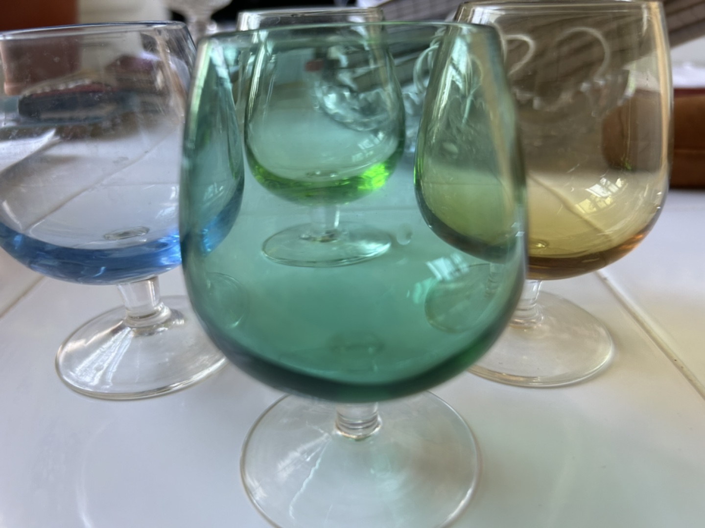 Colored Glass Brandy Snifters - Set of 4