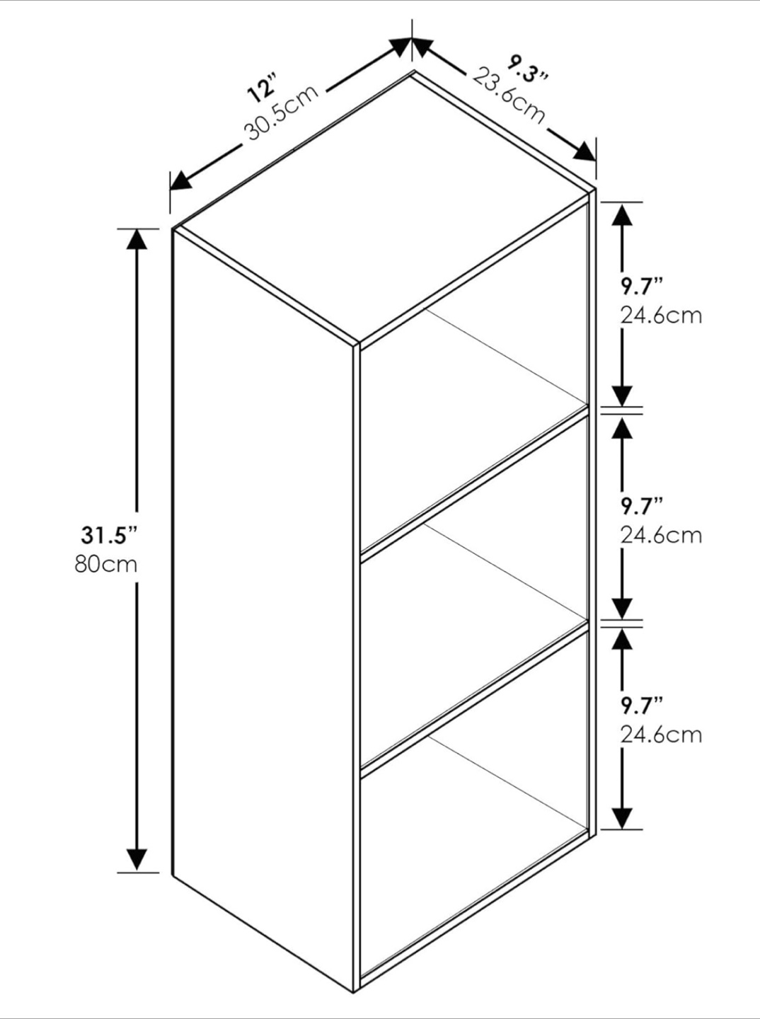 White Storage Shelf Unit - 12"x9.3"x31.5" - photo 3