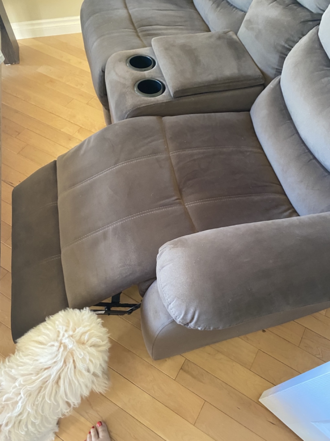 Brown power Reclining Loveseat with Console - photo 3