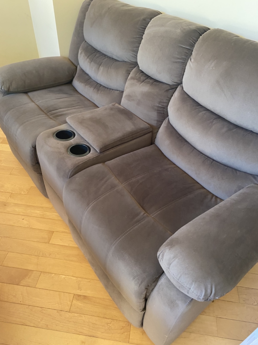 Brown power Reclining Loveseat with Console - photo 4
