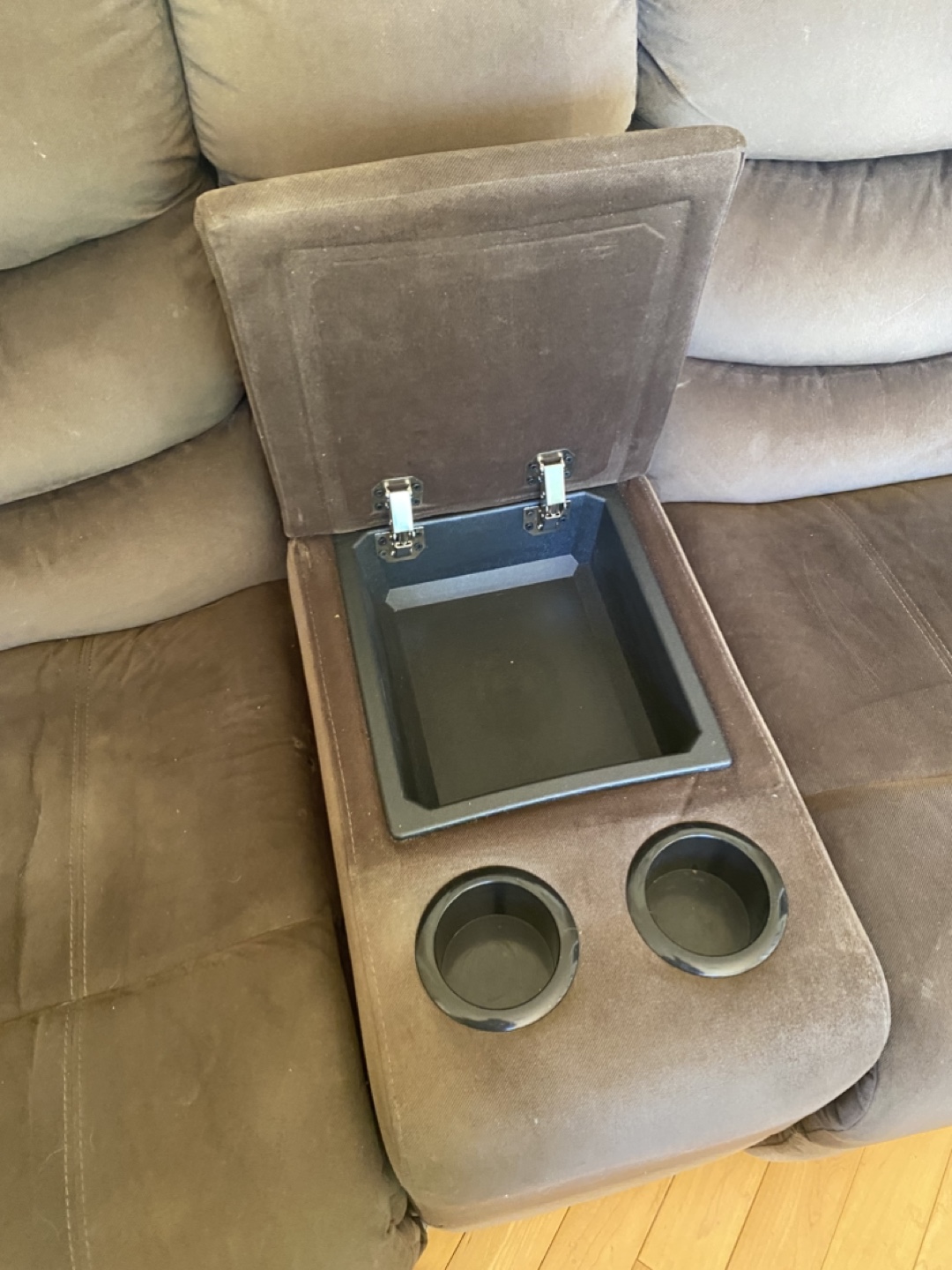 Brown power Reclining Loveseat with Console - photo 2