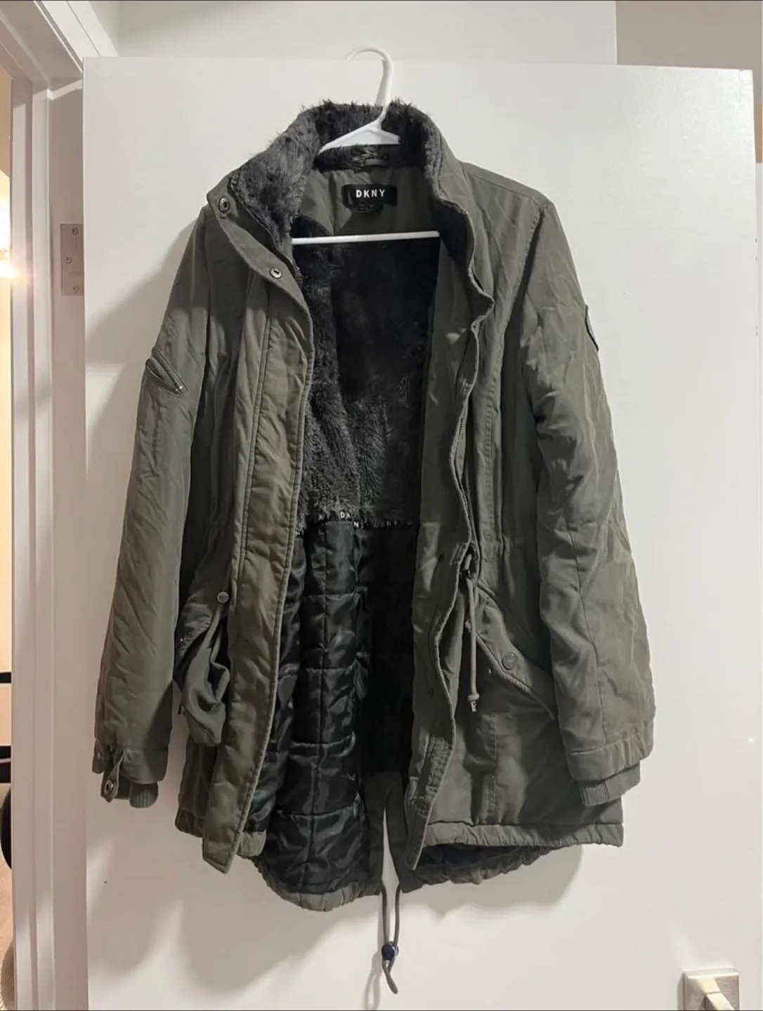 DKNY Olive Green Winter Parka thumbnail
