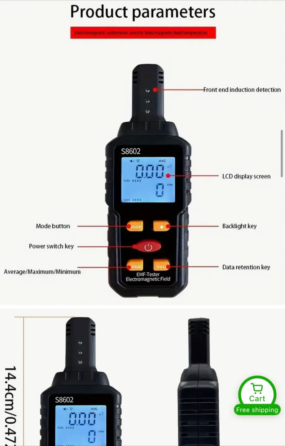Digital Electromagnetic Field Meter image indicator(3)