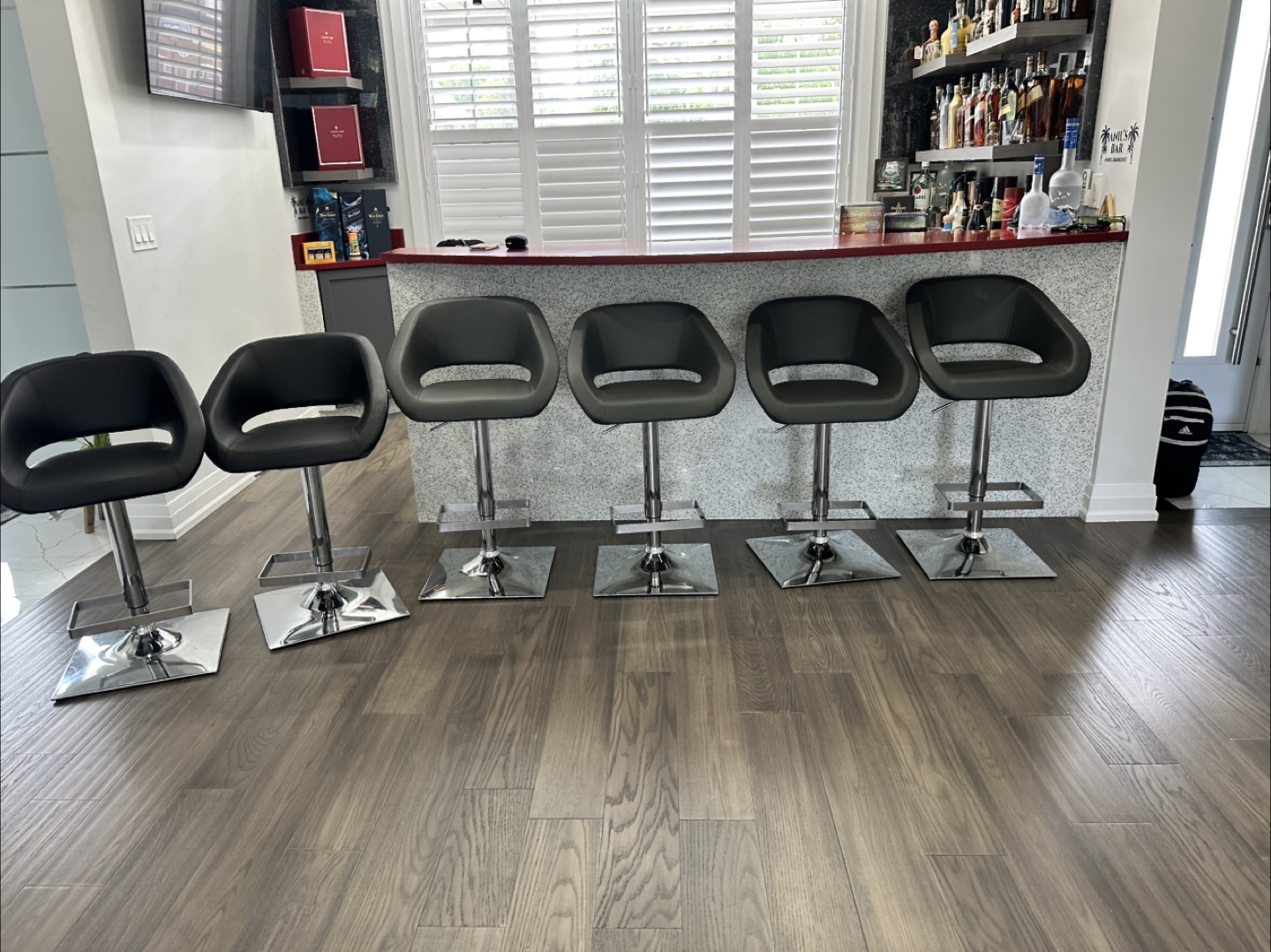 Set of 6 Modern Bar Stools - Chrome & Grey - photo 3