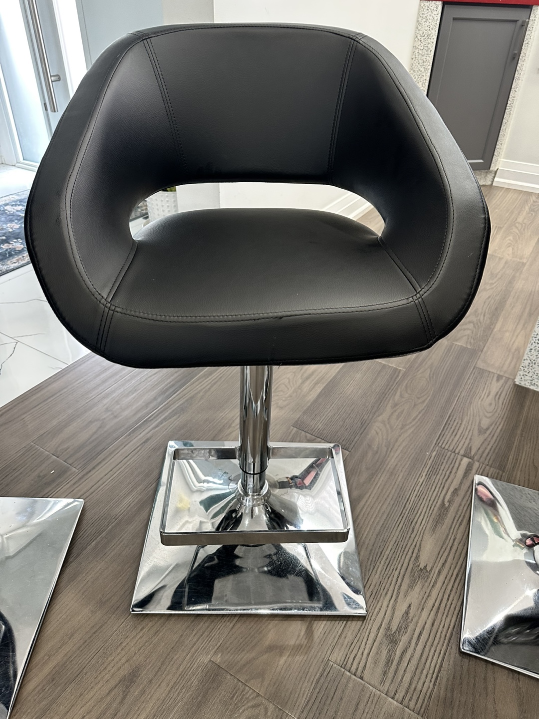 Set of 6 Modern Bar Stools - Chrome & Grey - photo 2