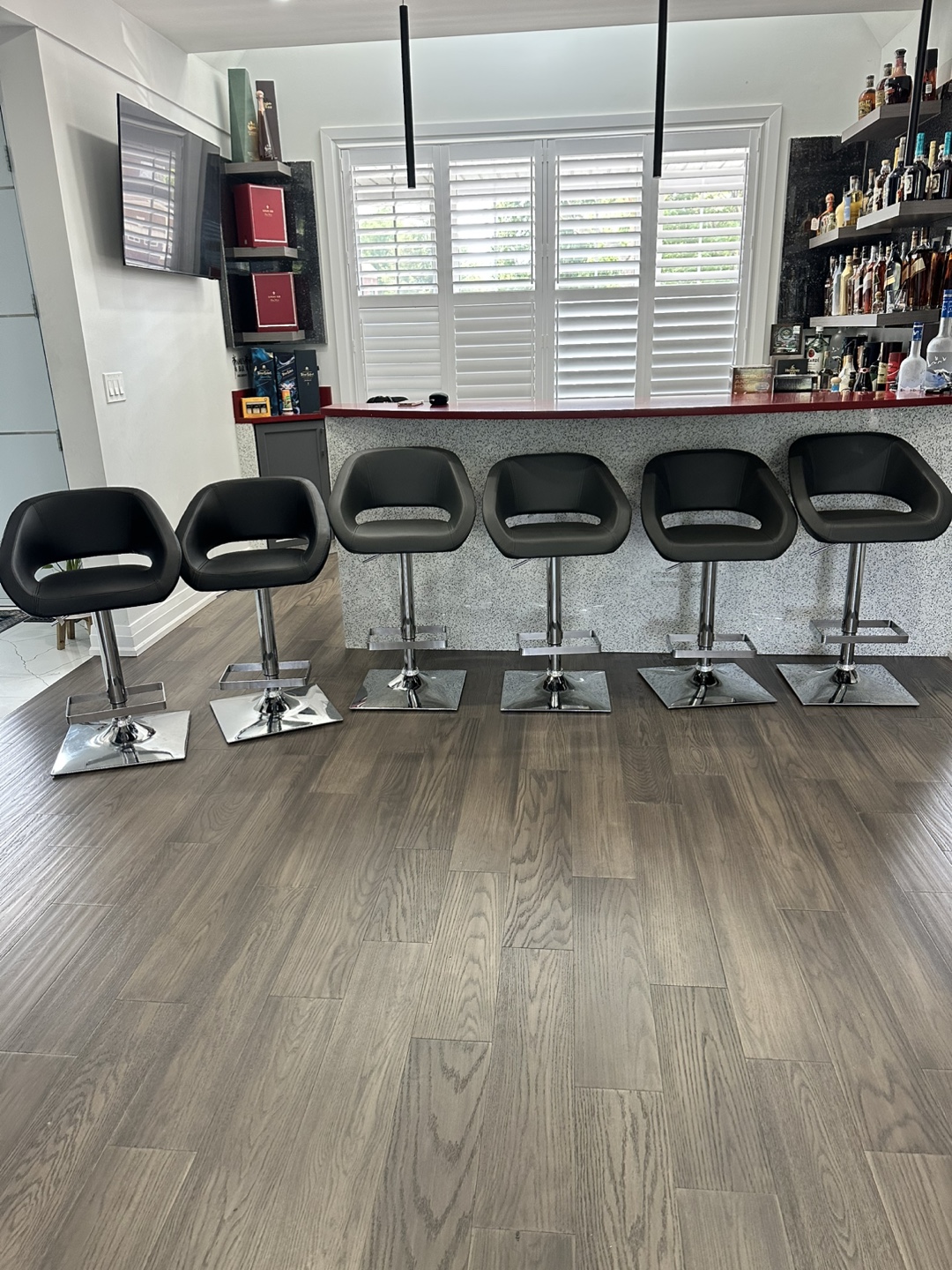 Set of 6 Modern Bar Stools - Chrome & Grey - photo 5