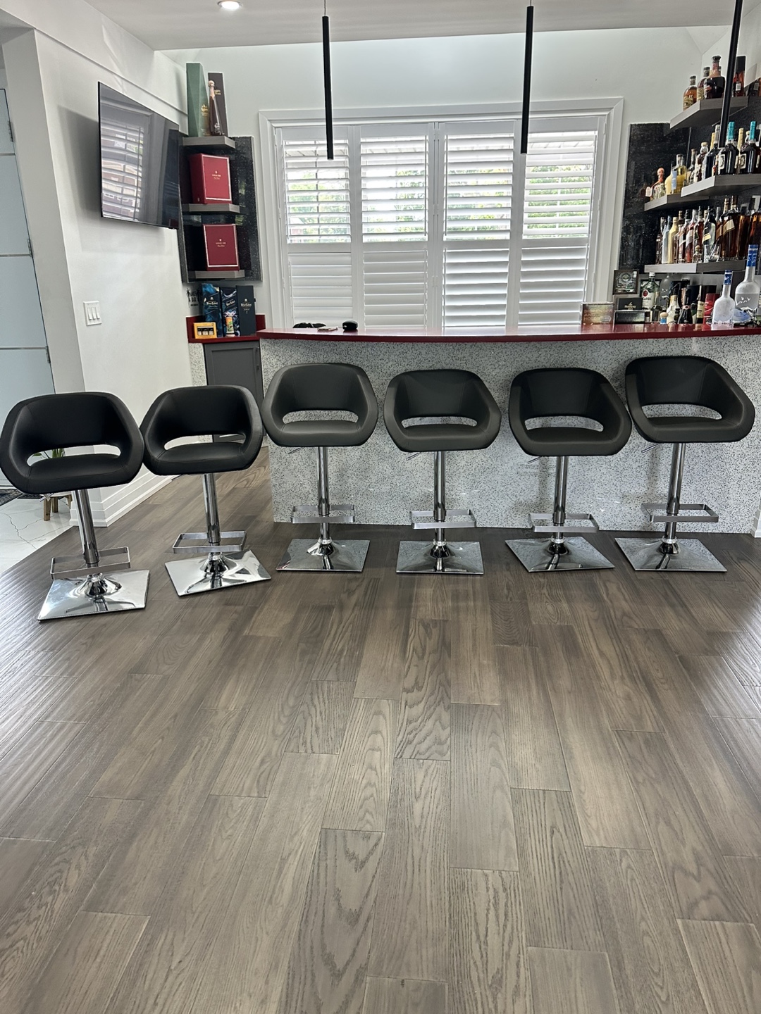 Set of 6 Modern Bar Stools - Chrome & Grey - photo 4