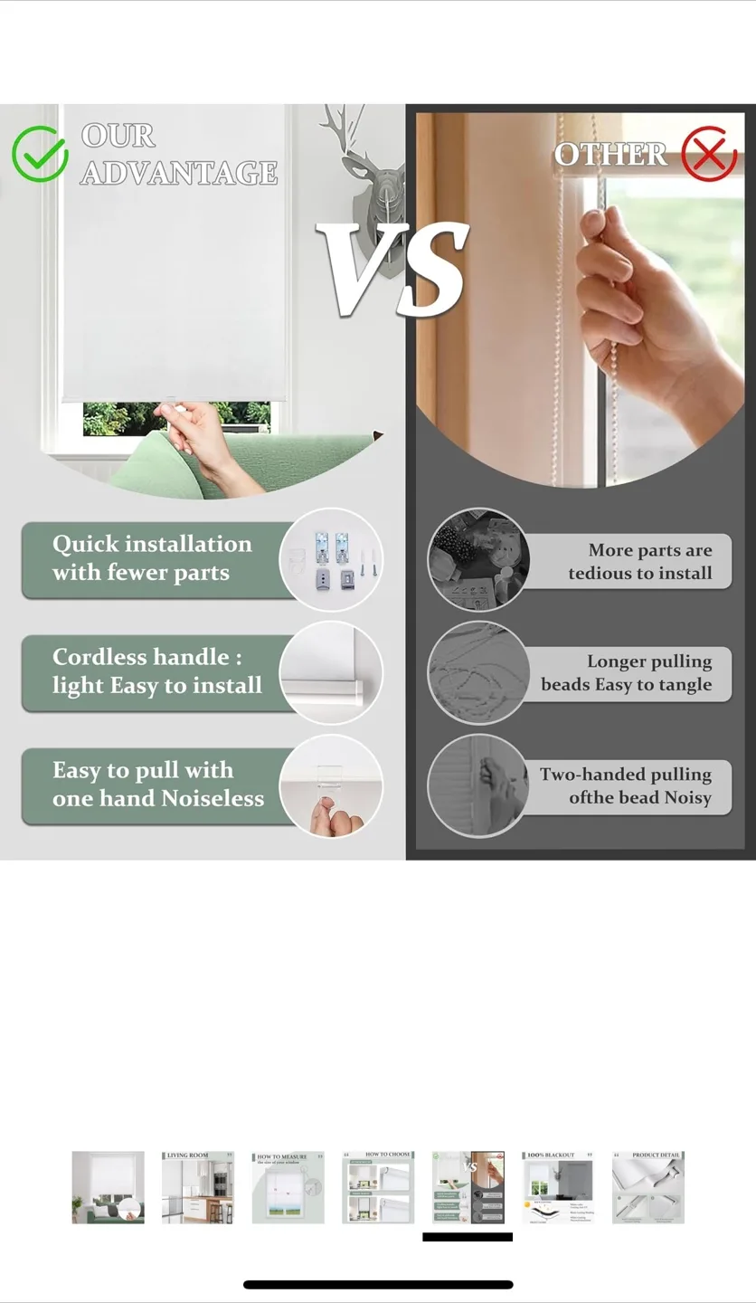 Bliwans Cordless Spring Roller Shades image indicator(4)