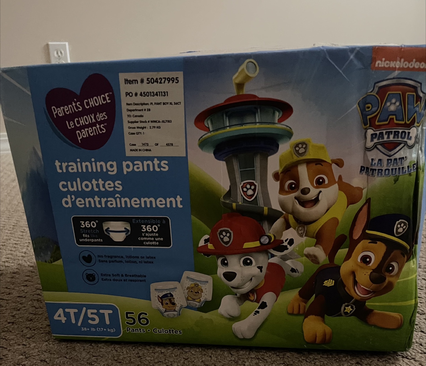 Parent's Choice Paw Patrol Training Pants 4T/5T - 56 Count