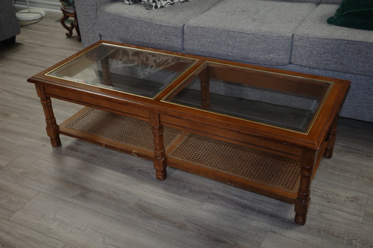 Glass Top Coffee Table - Wood Frame