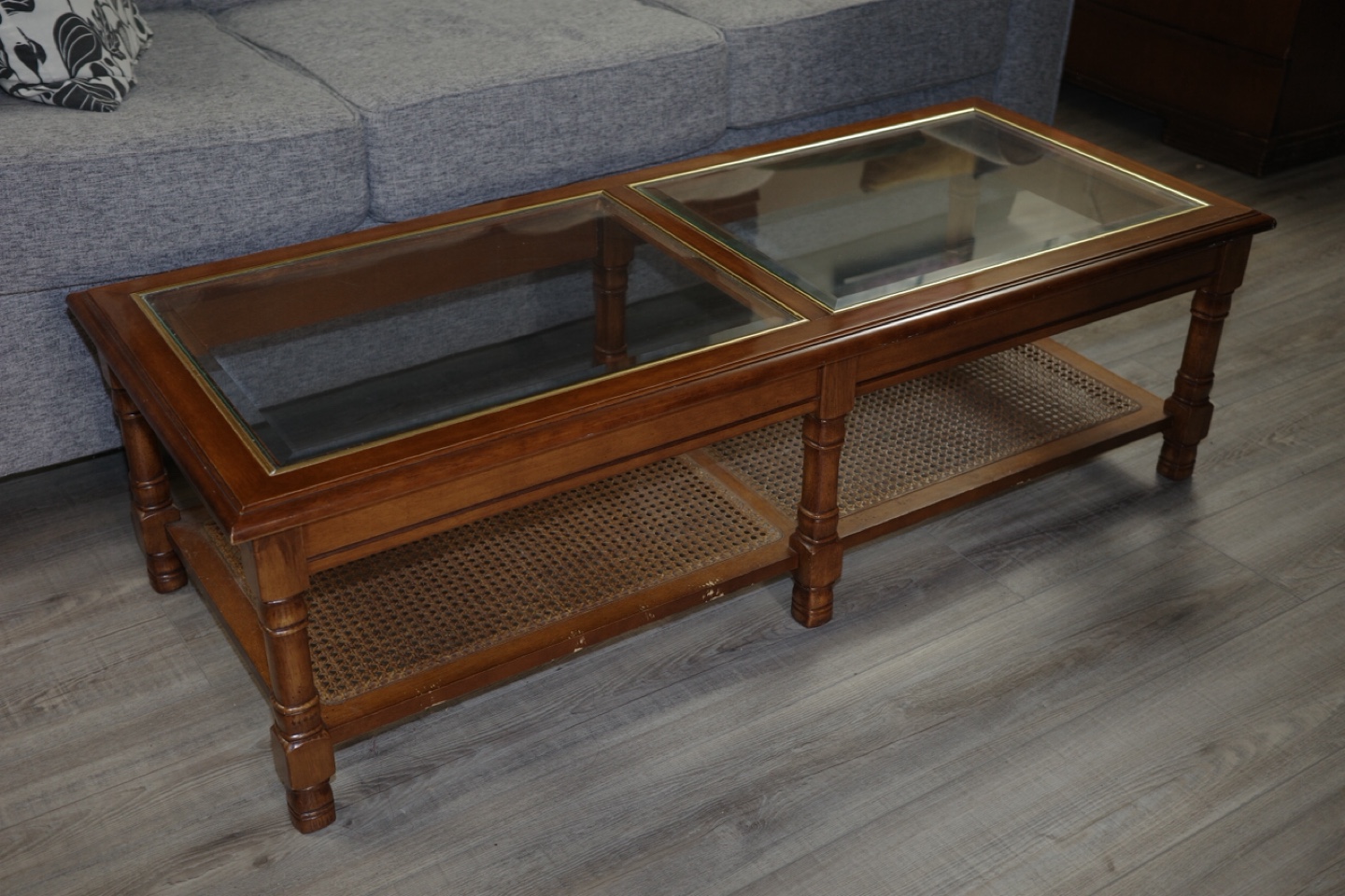 Glass Top Coffee Table - Wood Frame - photo 2