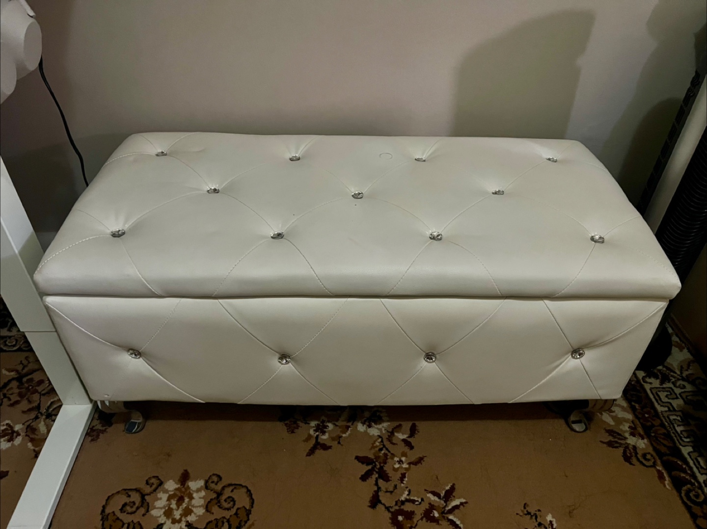 White Storage Ottoman Bench