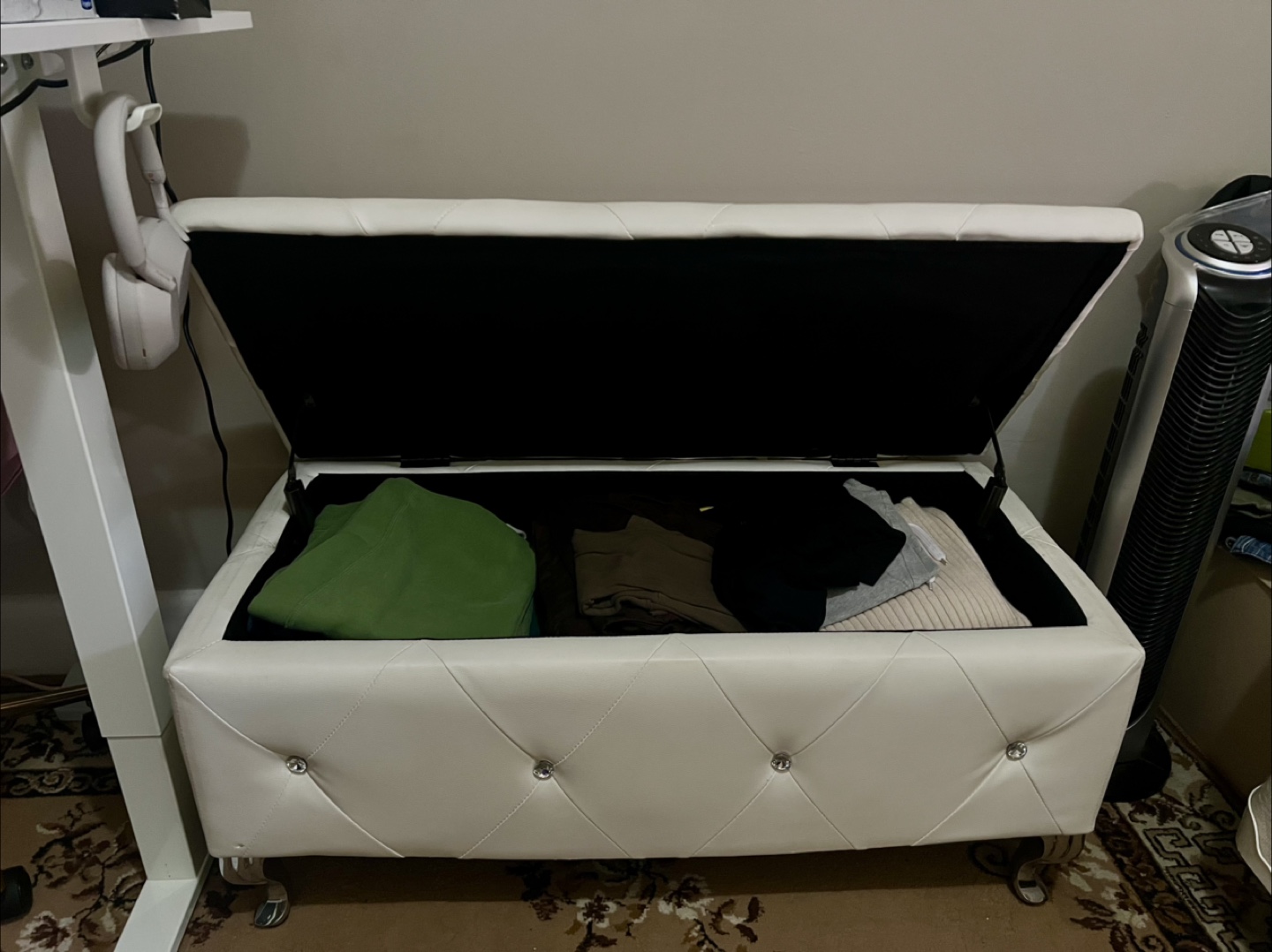White Storage Ottoman Bench - photo 2