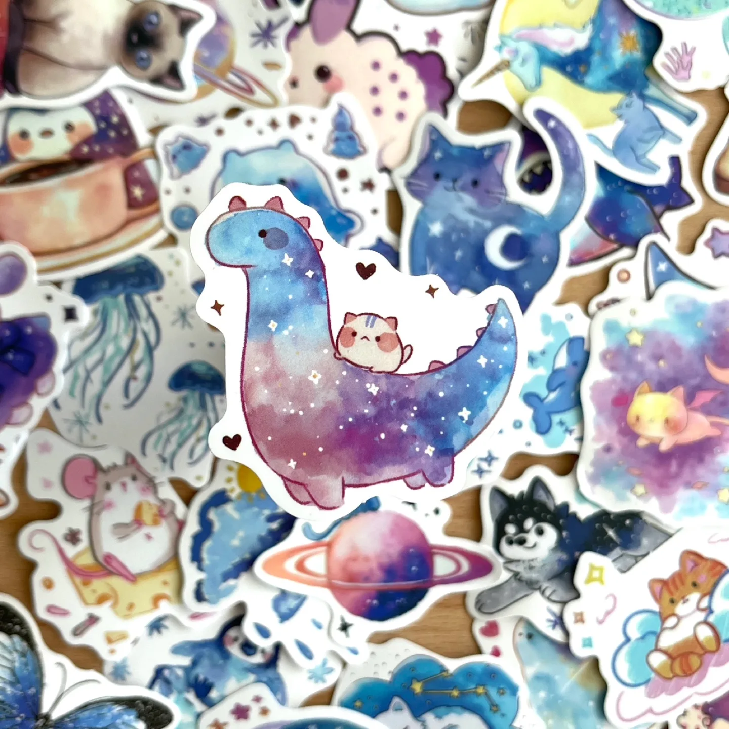 Pack of 53 Starry Sky Watercolour Whimsical Creatures Stickers image indicator(6)
