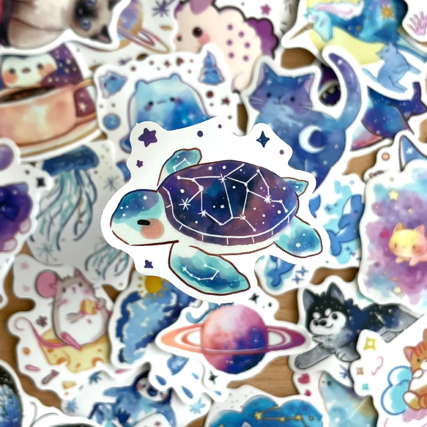 Pack of 53 Starry Sky Watercolour Whimsical Creatures Stickers image indicator(2)