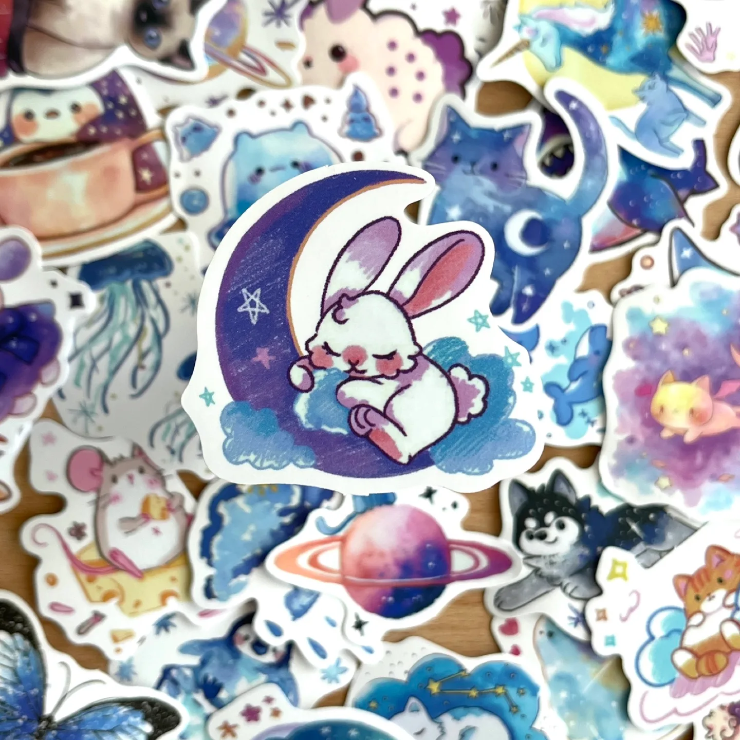 Pack of 53 Starry Sky Watercolour Whimsical Creatures Stickers image indicator(5)