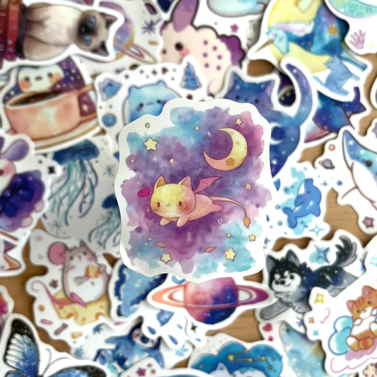 Pack of 53 Starry Sky Watercolour Whimsical Creatures Stickers image indicator(3)