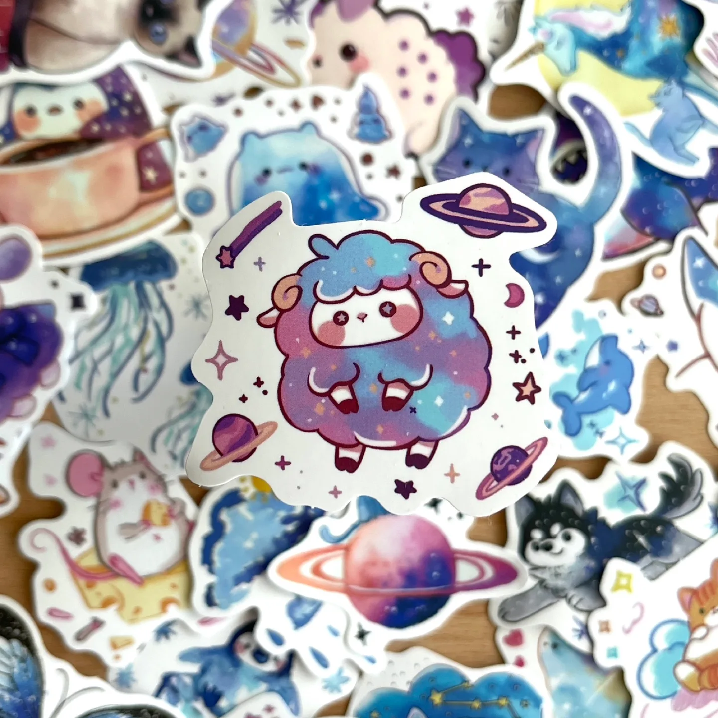 Pack of 53 Starry Sky Watercolour Whimsical Creatures Stickers image indicator(4)