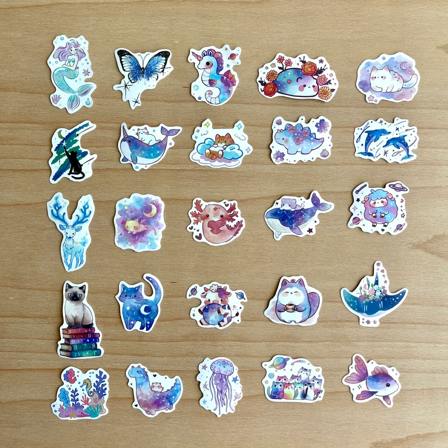 Pack of 53 Starry Sky Watercolour Whimsical Creatures Stickers image indicator(8)
