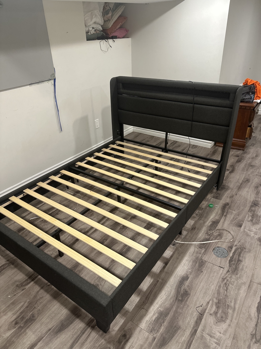 Upholstered Bed Frame - Dark Grey