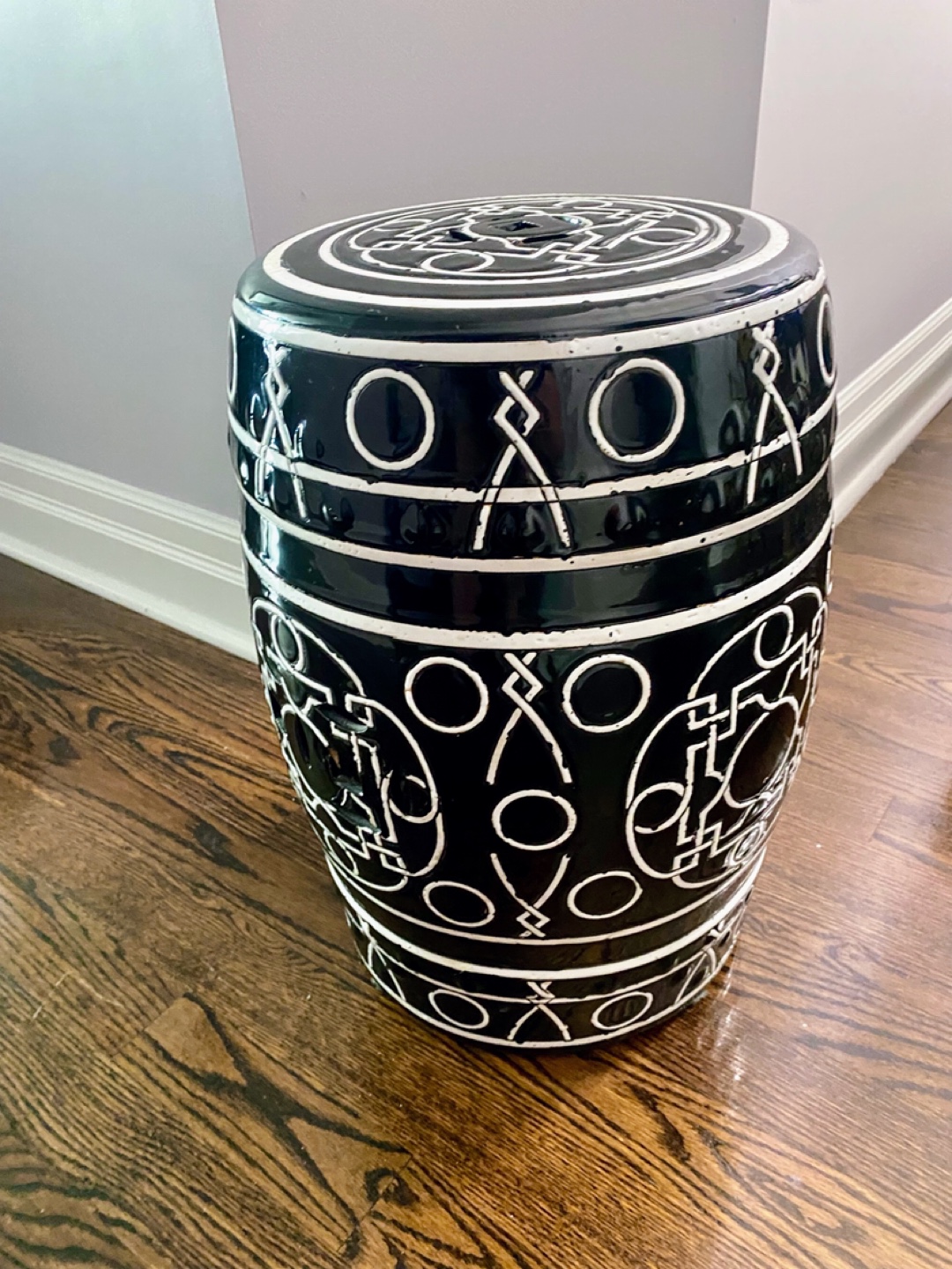 Black & White Ceramic Garden Stool