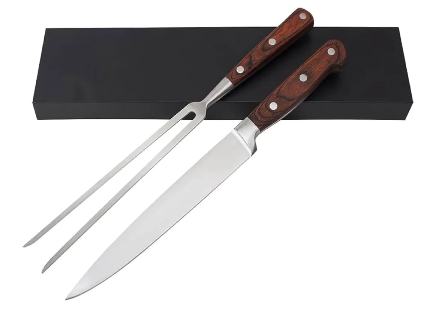Carving Knife and Fork Set with Wood Handles thumbnail