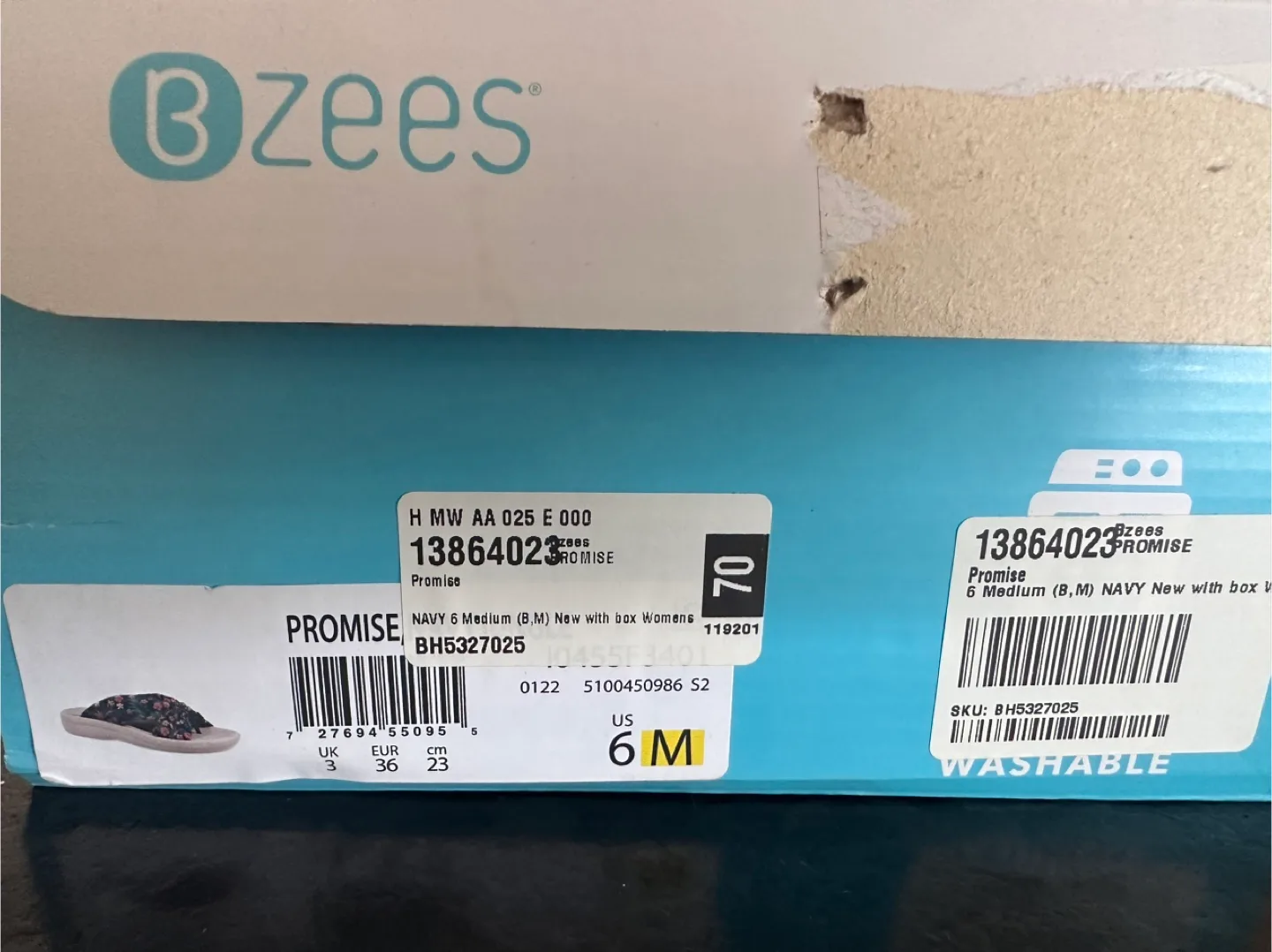 Bzees Promise Navy Floral Sandals - Size 6M - New in Box image indicator(4)