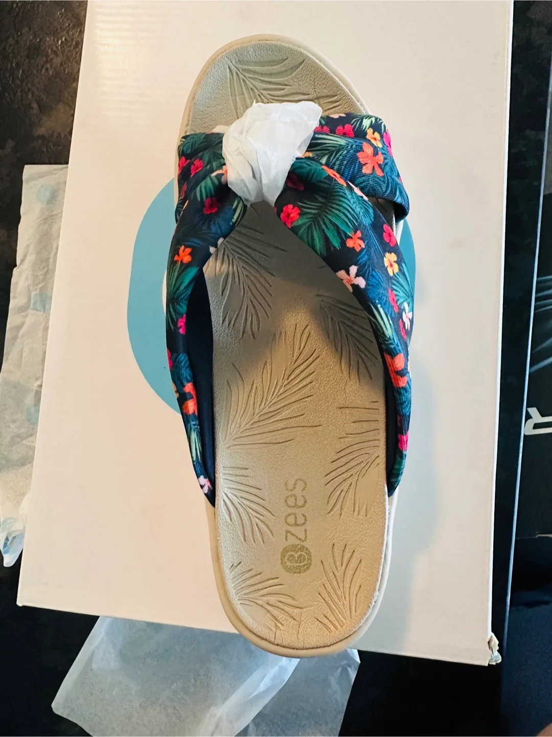 Bzees Promise Navy Floral Sandals - Size 6M - New in Box image indicator(3)