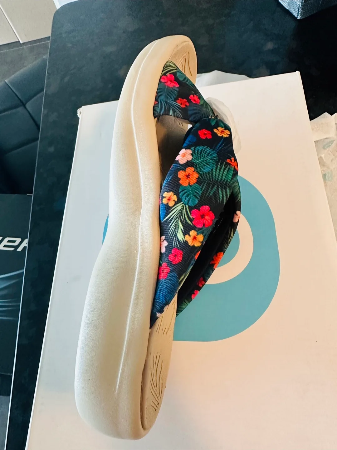 Bzees Promise Navy Floral Sandals - Size 6M - New in Box image indicator(2)